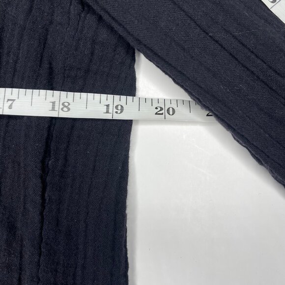 rag & bone Black Faux Linen Crinkled Button Down Top Blouse Shirt Large - Picture 6 of 10